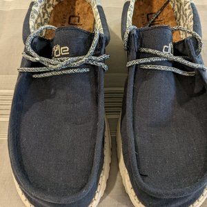 Hey Dude! Wally Linen Natural - Navy